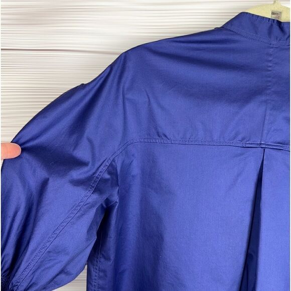 COS Royal Blue Cotton Sateen Blouse Oversized Top Smocked Bell Sleeves US 2 - Picture 11 of 16